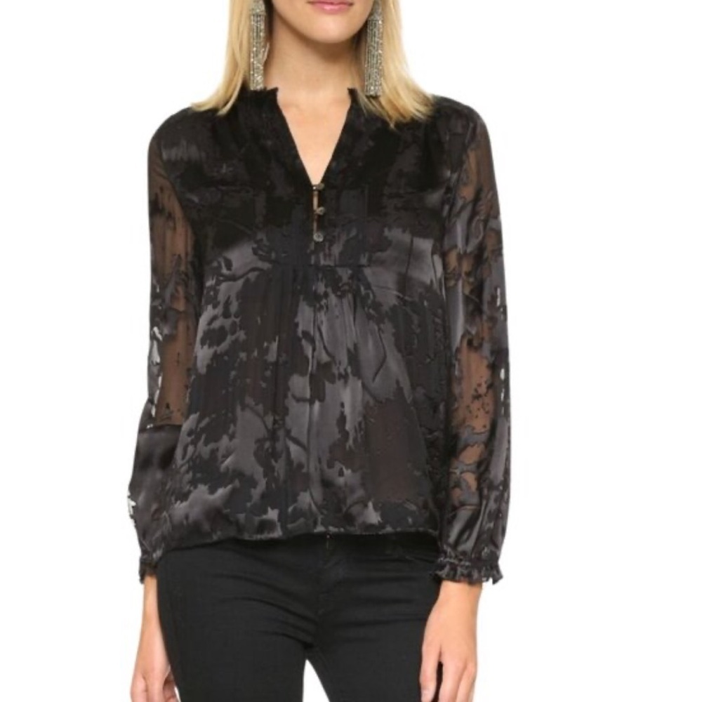 Diane Von Furstenberg DFV Silk Boho Ruffles Floral Print Blouse Top Shirt V Neck